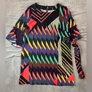 NWT Eloquii Multi-color Abstract Dress with Bell Sleeves